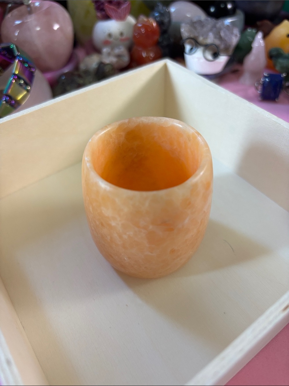 Carved Orange Onyx Stone Cup
